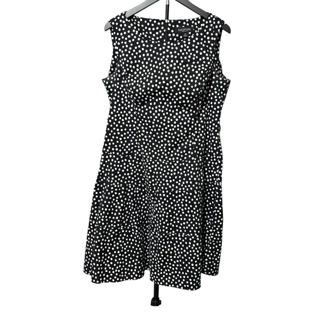 Tailored Polka Dot Dress - 14edium Sleeveless Classic Midi Fit & Flare - Picture 4 of 16